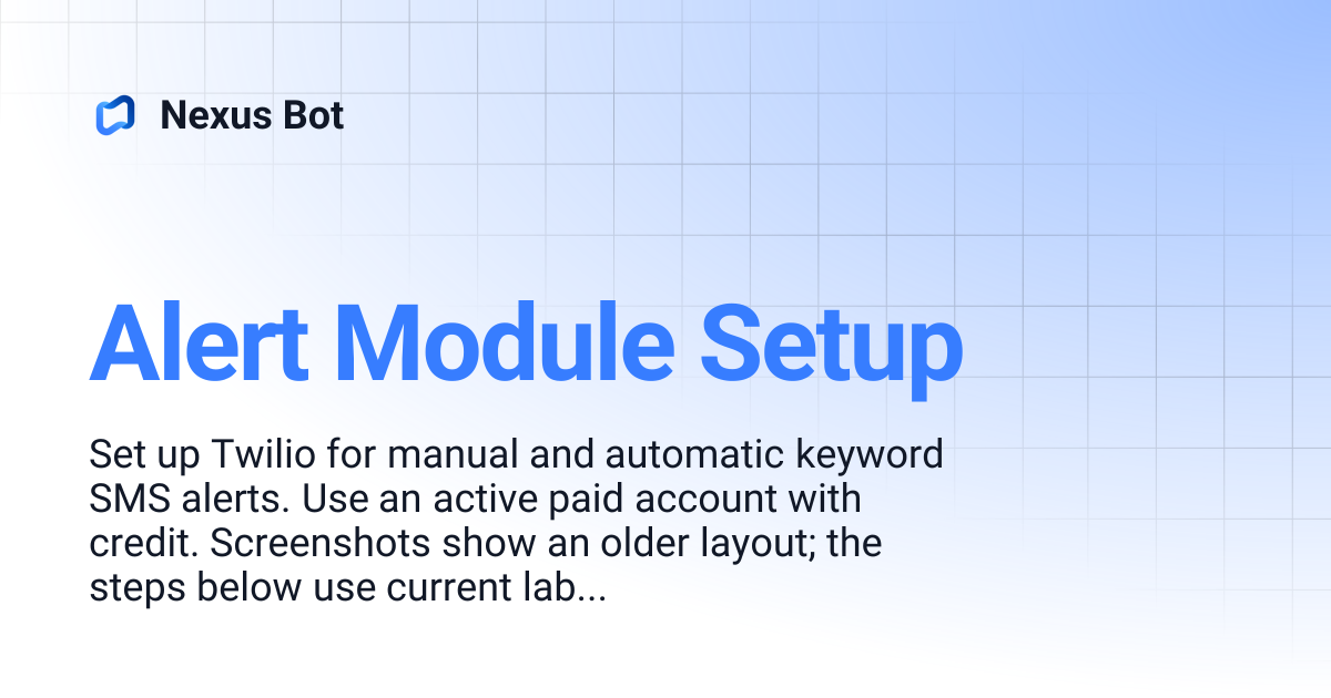 Alert Module Setup | Nexus Bot